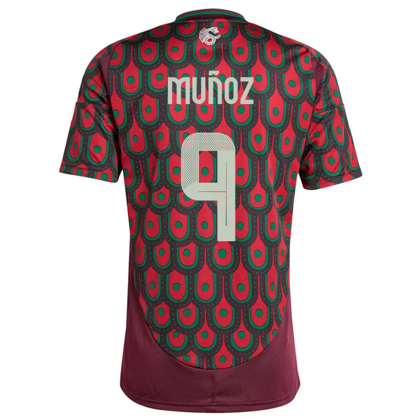 Danxen Mænd Mexico Santiago Munoz #9 Rødbrun Hjemmebane Spillertrøjer 24-26 Trøje T-Shirt