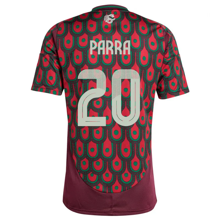 Danxen Mænd Mexico Rodrigo Parra #20 Rødbrun Hjemmebane Spillertrøjer 24-26 Trøje T-Shirt