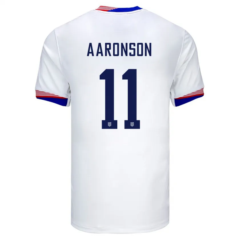 Danxen Mænd Usa Brenden Aaronson #11 Hvid Hjemmebane Spillertrøjer 24-26 Trøje T-Shirt