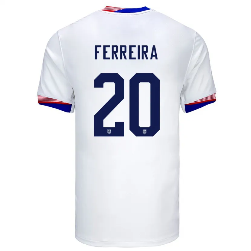 Danxen Mænd Usa Jesus Ferreira #20 Hvid Hjemmebane Spillertrøjer 24-26 Trøje T-Shirt