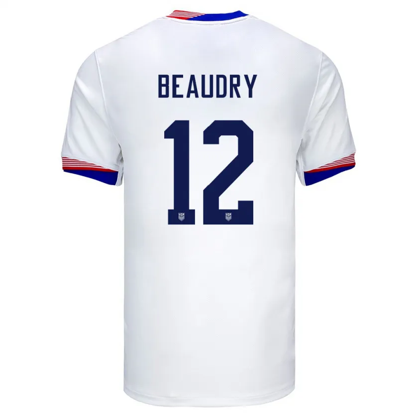 Danxen Mænd Usa Adam Beaudry #12 Hvid Hjemmebane Spillertrøjer 24-26 Trøje T-Shirt