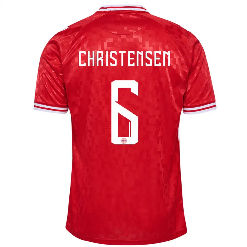 Danxen Mænd Danmark Andreas Christensen #6 Rød Hjemmebane Spillertrøjer 24-26 Trøje T-Shirt