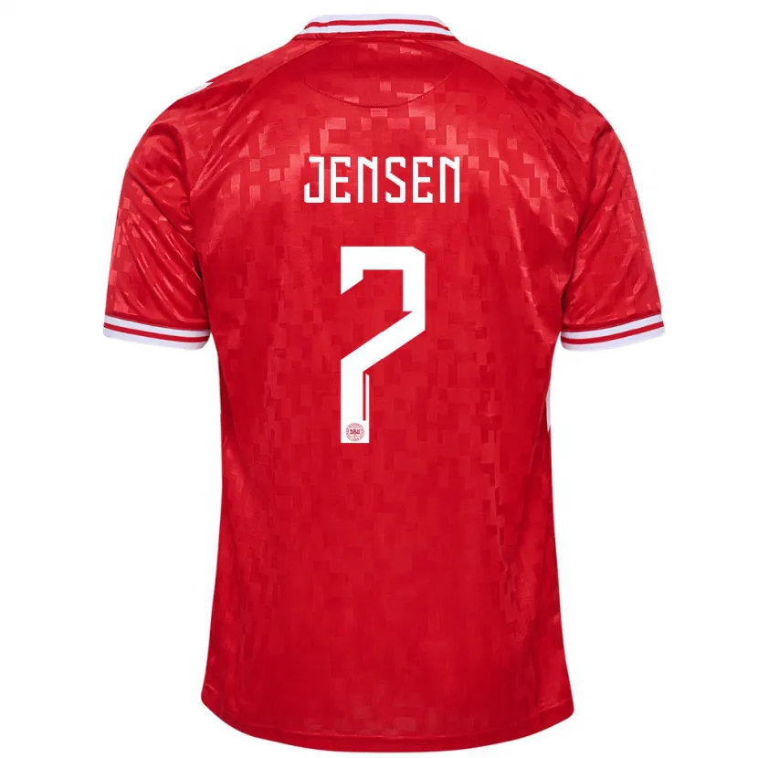 Danxen Mænd Danmark Mathias Jensen #7 Rød Hjemmebane Spillertrøjer 24-26 Trøje T-Shirt