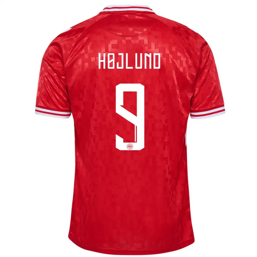 Danxen Mænd Danmark Emil Højlund #9 Rød Hjemmebane Spillertrøjer 24-26 Trøje T-Shirt