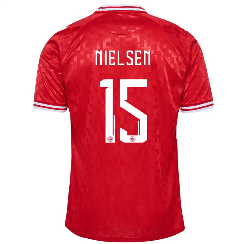 Danxen Mænd Danmark Villads Nielsen #15 Rød Hjemmebane Spillertrøjer 24-26 Trøje T-Shirt