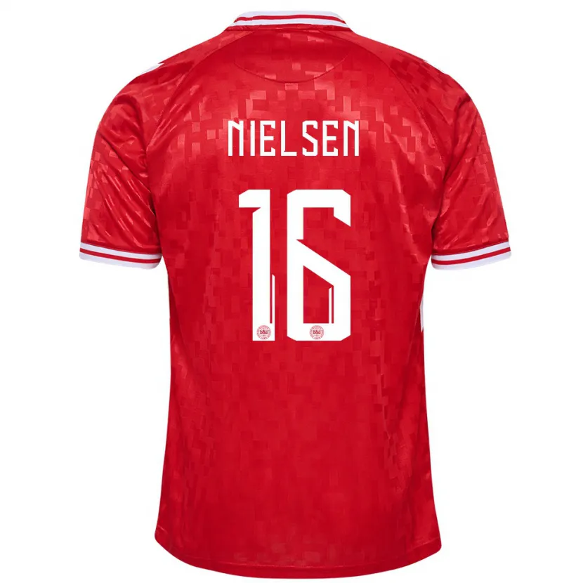 Danxen Mænd Danmark Magnus Nielsen #16 Rød Hjemmebane Spillertrøjer 24-26 Trøje T-Shirt