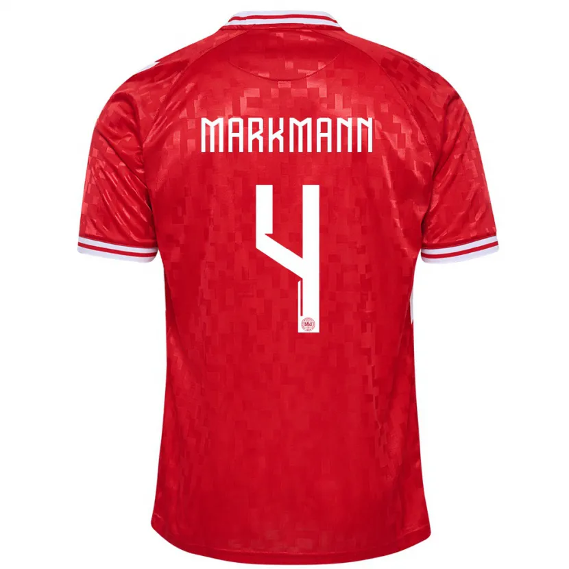 Danxen Mænd Danmark Noah Markmann #4 Rød Hjemmebane Spillertrøjer 24-26 Trøje T-Shirt