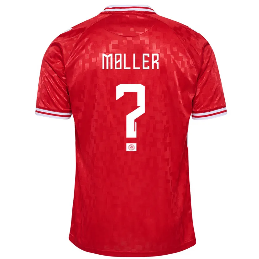 Danxen Mænd Danmark William Møller #0 Rød Hjemmebane Spillertrøjer 24-26 Trøje T-Shirt