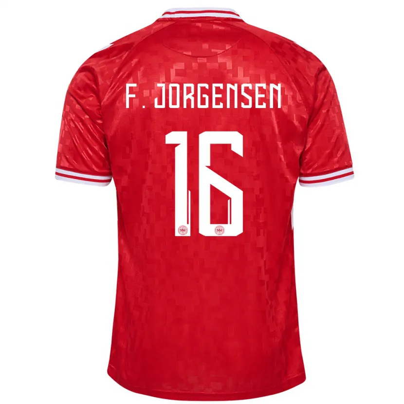 Danxen Mænd Danmark Filip Jorgensen #16 Rød Hjemmebane Spillertrøjer 24-26 Trøje T-Shirt