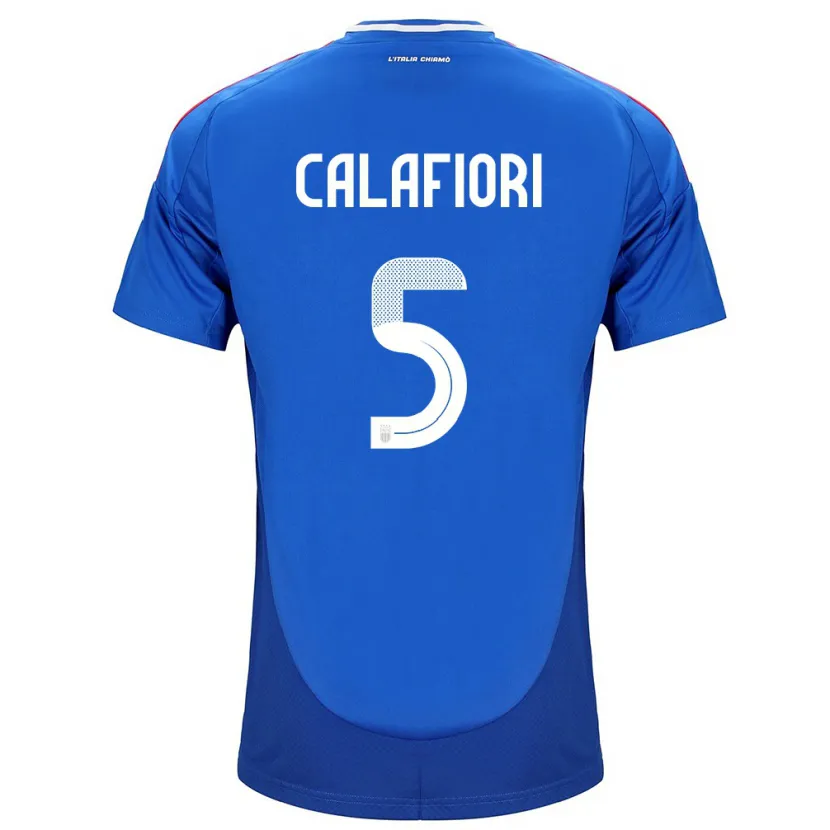 Danxen Mænd Italien Riccardo Calafiori #5 Blå Hjemmebane Spillertrøjer 24-26 Trøje T-Shirt