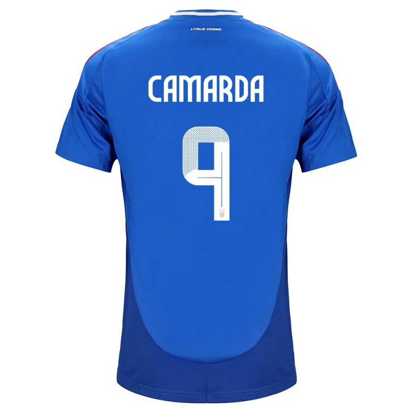 Danxen Mænd Italien Francesco Camarda #9 Blå Hjemmebane Spillertrøjer 24-26 Trøje T-Shirt