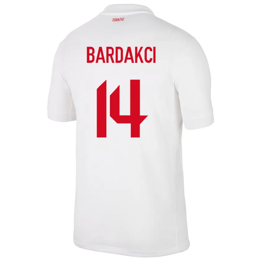 Danxen Mænd Tyrkiet Abdülkerim Bardakcı #14 Hvid Hjemmebane Spillertrøjer 24-26 Trøje T-Shirt