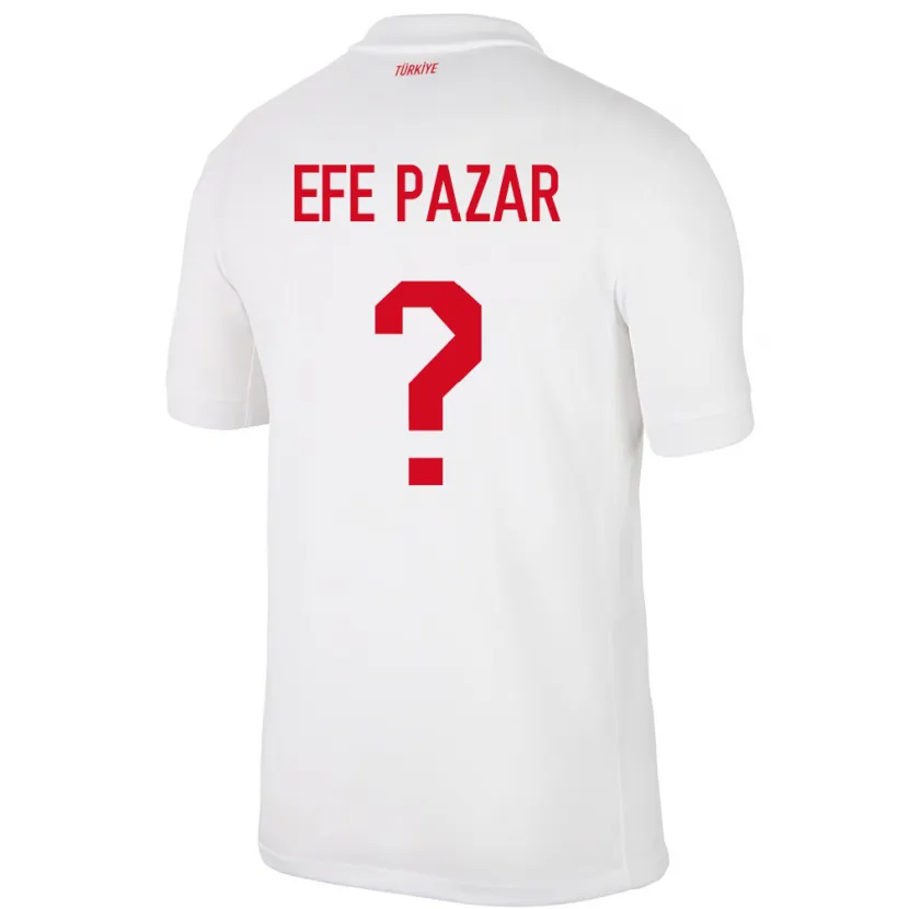 Danxen Mænd Tyrkiet Alper Efe Pazar #0 Hvid Hjemmebane Spillertrøjer 24-26 Trøje T-Shirt