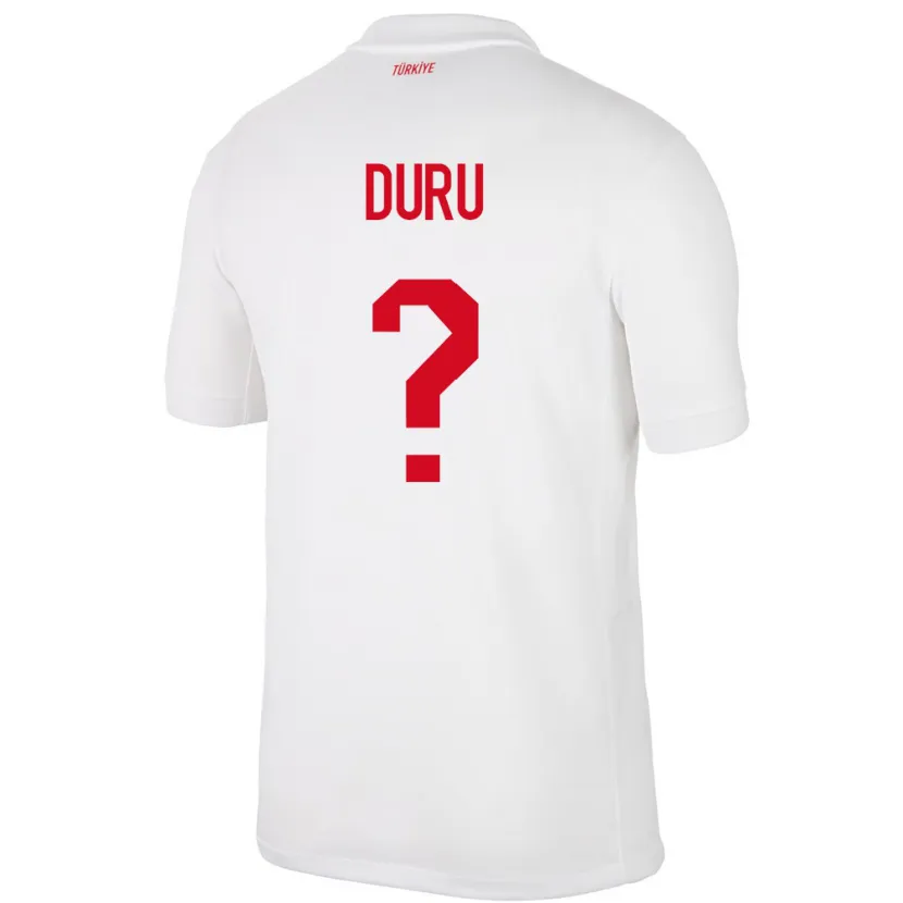 Danxen Mænd Tyrkiet Mustafa Duru #0 Hvid Hjemmebane Spillertrøjer 24-26 Trøje T-Shirt