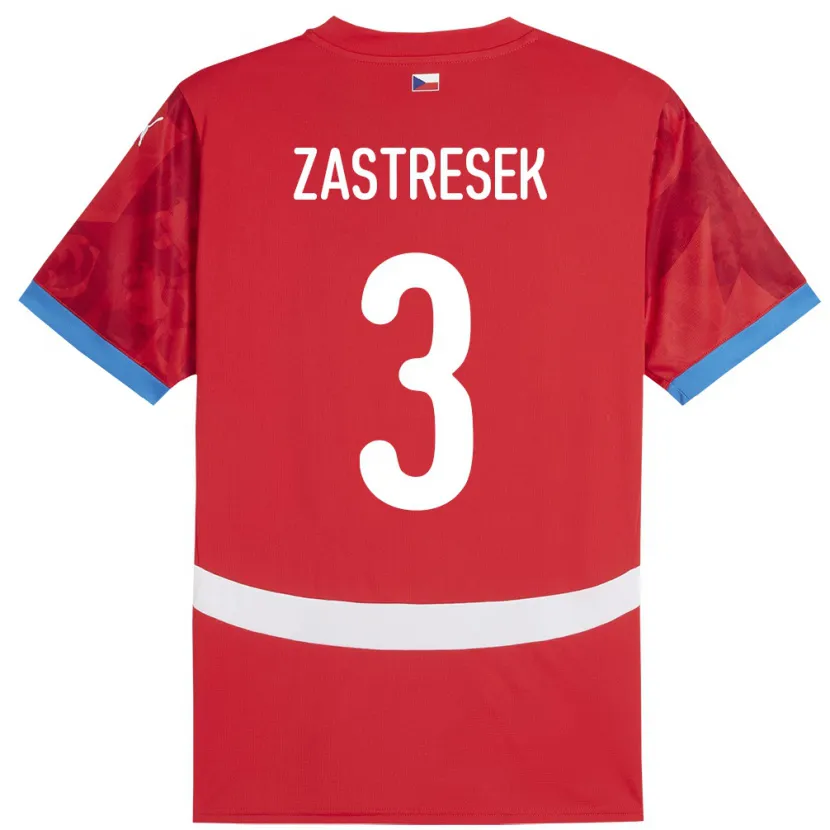 Danxen Mænd Tjekkiet Matous Zastresek #3 Rød Hjemmebane Spillertrøjer 24-26 Trøje T-Shirt