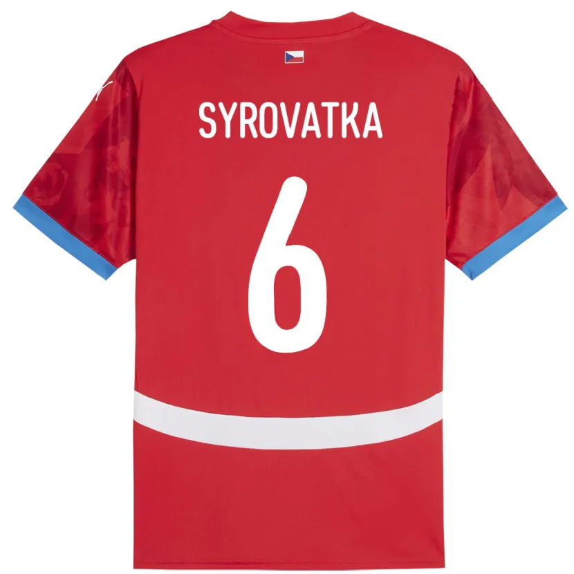 Danxen Mænd Tjekkiet Matyas Syrovatka #6 Rød Hjemmebane Spillertrøjer 24-26 Trøje T-Shirt