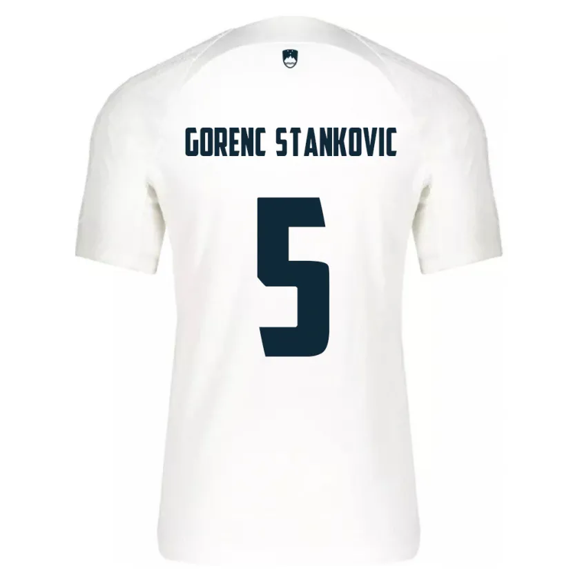 Danxen Mænd Slovenien Jon Gorenc Stankovic #5 Hvid Hjemmebane Spillertrøjer 24-26 Trøje T-Shirt