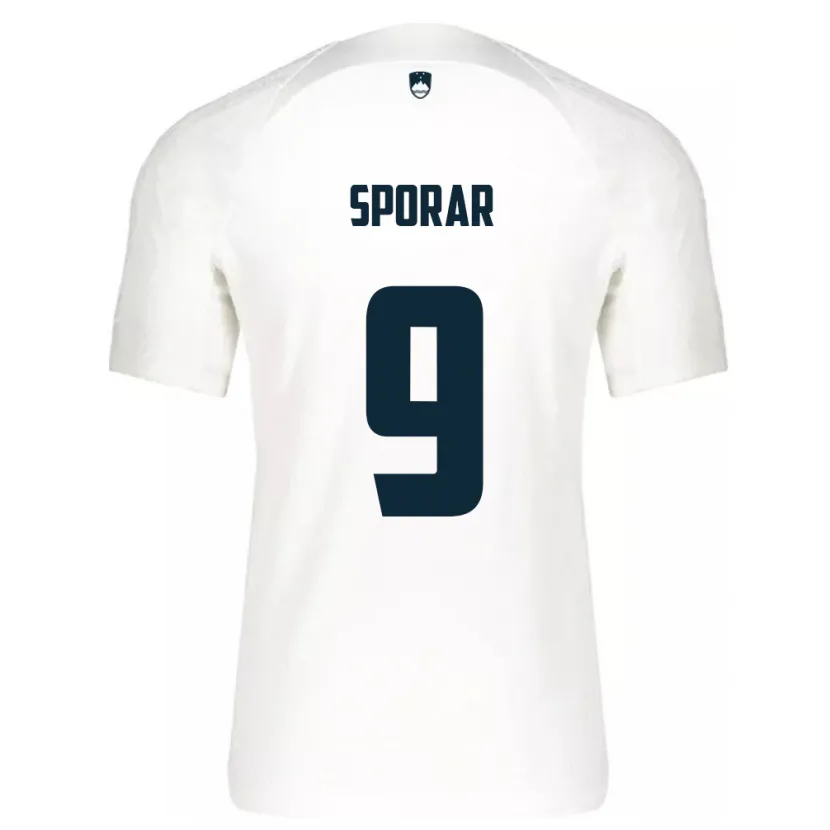 Danxen Mænd Slovenien Andraz Sporar #9 Hvid Hjemmebane Spillertrøjer 24-26 Trøje T-Shirt