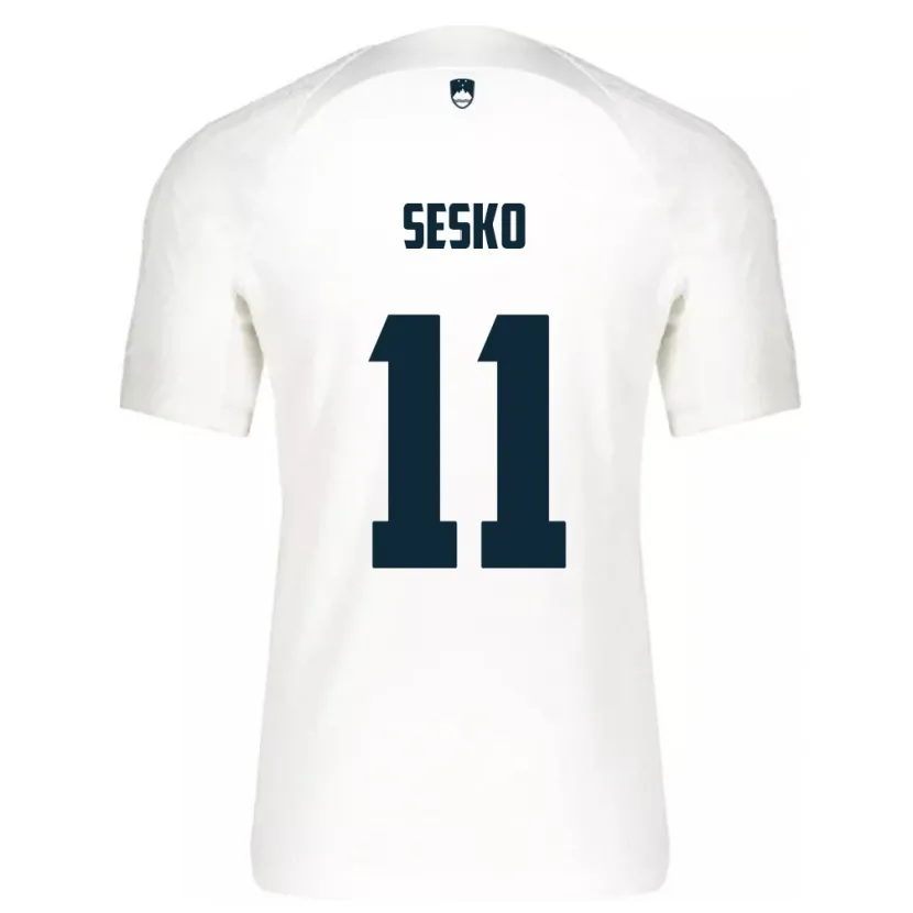 Danxen Mænd Slovenien Benjamin Sesko #11 Hvid Hjemmebane Spillertrøjer 24-26 Trøje T-Shirt