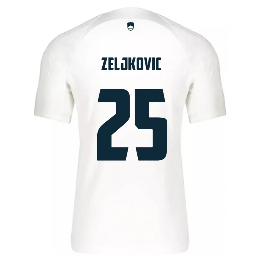 Danxen Mænd Slovenien Adrian Zeljkovic #25 Hvid Hjemmebane Spillertrøjer 24-26 Trøje T-Shirt