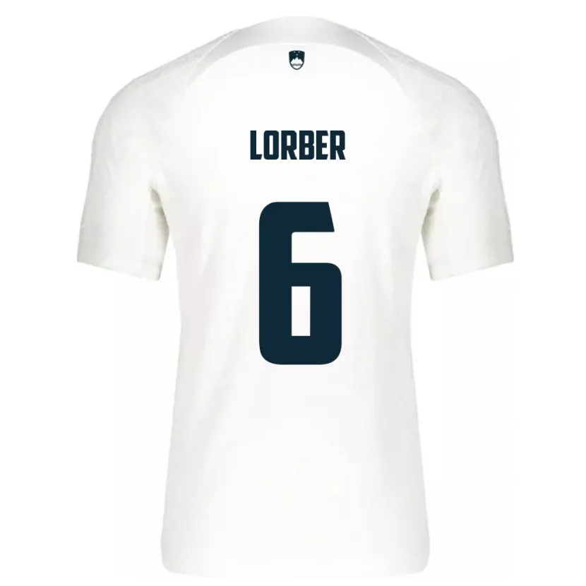 Danxen Mænd Slovenien Marcel Lorber #6 Hvid Hjemmebane Spillertrøjer 24-26 Trøje T-Shirt