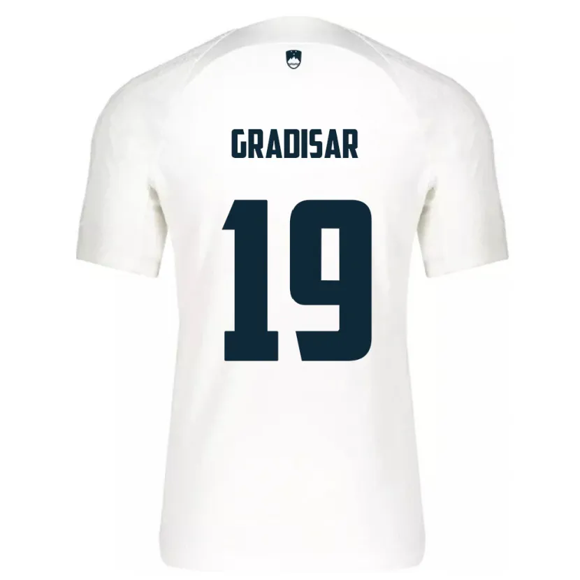 Danxen Mænd Slovenien Nejc Gradisar #19 Hvid Hjemmebane Spillertrøjer 24-26 Trøje T-Shirt