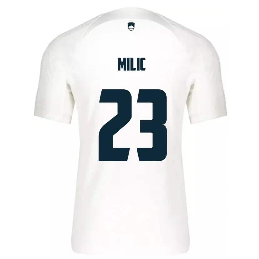 Danxen Mænd Slovenien Nino Milic #23 Hvid Hjemmebane Spillertrøjer 24-26 Trøje T-Shirt