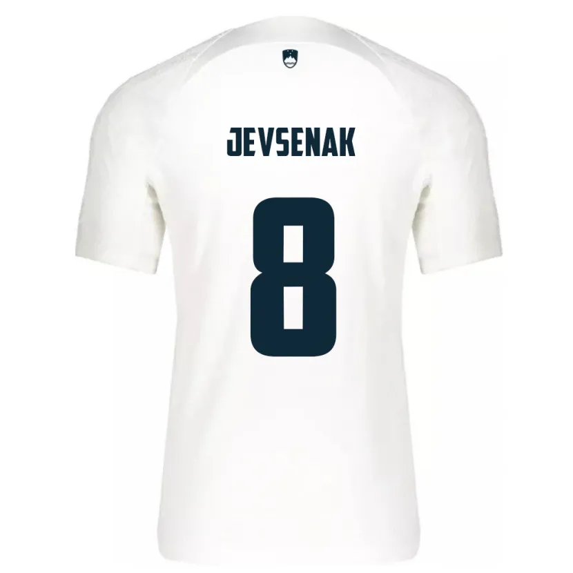 Danxen Mænd Slovenien Florjan Jevsenak #8 Hvid Hjemmebane Spillertrøjer 24-26 Trøje T-Shirt