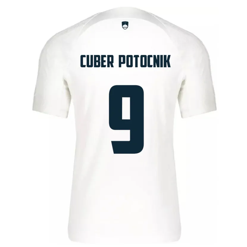 Danxen Mænd Slovenien Jaka Cuber Potocnik #9 Hvid Hjemmebane Spillertrøjer 24-26 Trøje T-Shirt