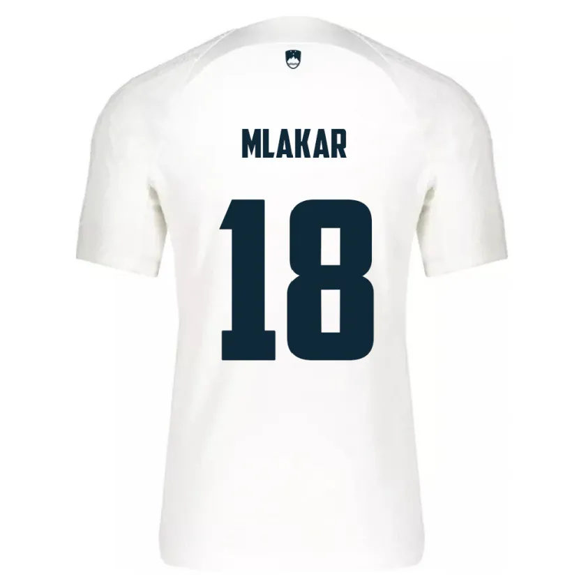 Danxen Mænd Slovenien Luka Mlakar #18 Hvid Hjemmebane Spillertrøjer 24-26 Trøje T-Shirt