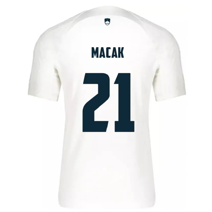 Danxen Mænd Slovenien Lucas Macak #21 Hvid Hjemmebane Spillertrøjer 24-26 Trøje T-Shirt