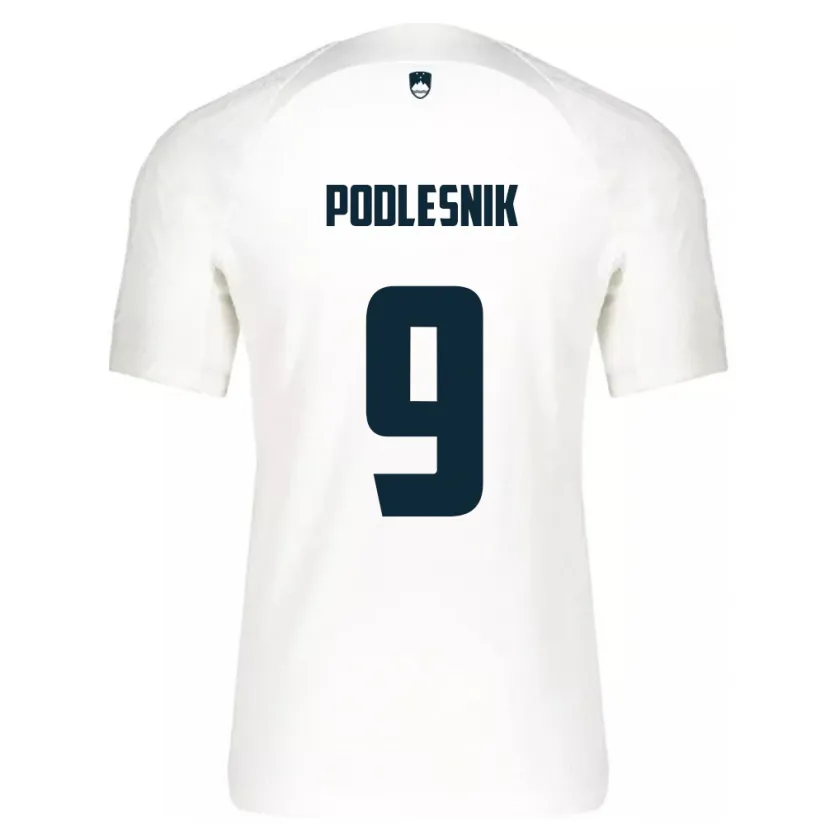 Danxen Mænd Slovenien Nik Podlesnik #9 Hvid Hjemmebane Spillertrøjer 24-26 Trøje T-Shirt