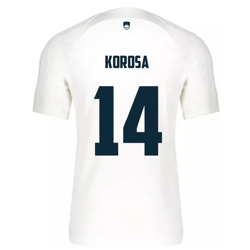 Danxen Mænd Slovenien Anej Koroša #14 Hvid Hjemmebane Spillertrøjer 24-26 Trøje T-Shirt