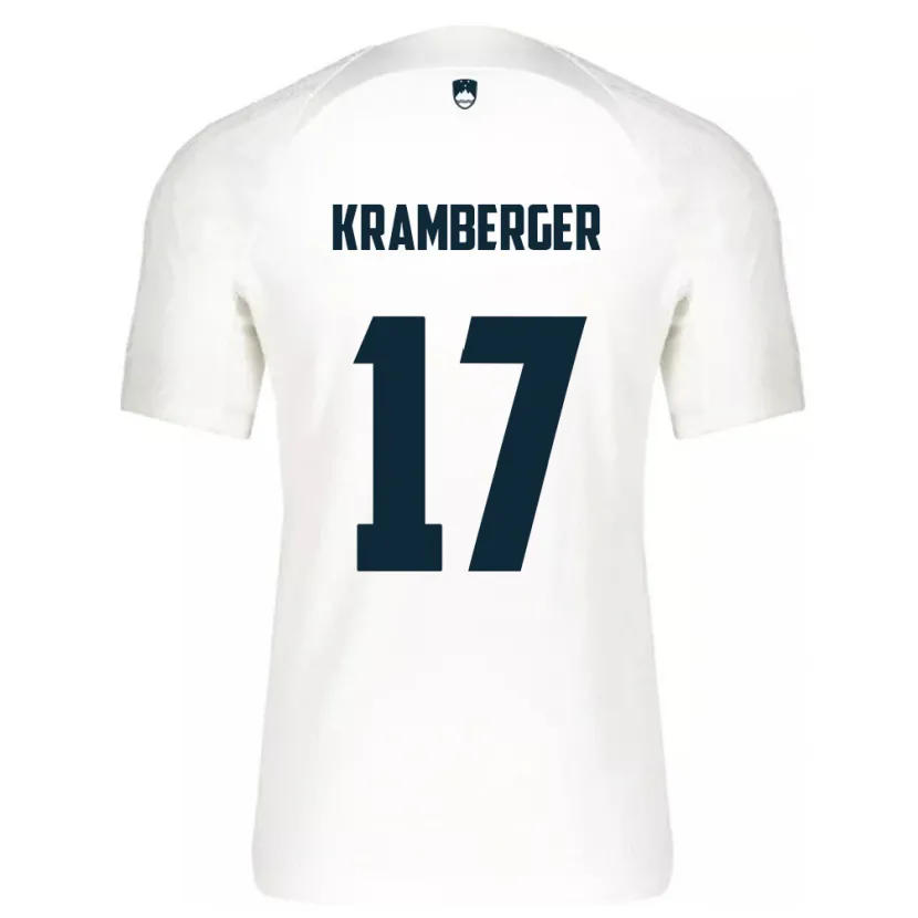 Danxen Mænd Slovenien Enej Kramberger #17 Hvid Hjemmebane Spillertrøjer 24-26 Trøje T-Shirt