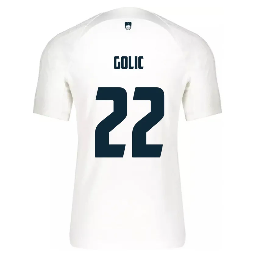 Danxen Mænd Slovenien Tilen Golic #22 Hvid Hjemmebane Spillertrøjer 24-26 Trøje T-Shirt