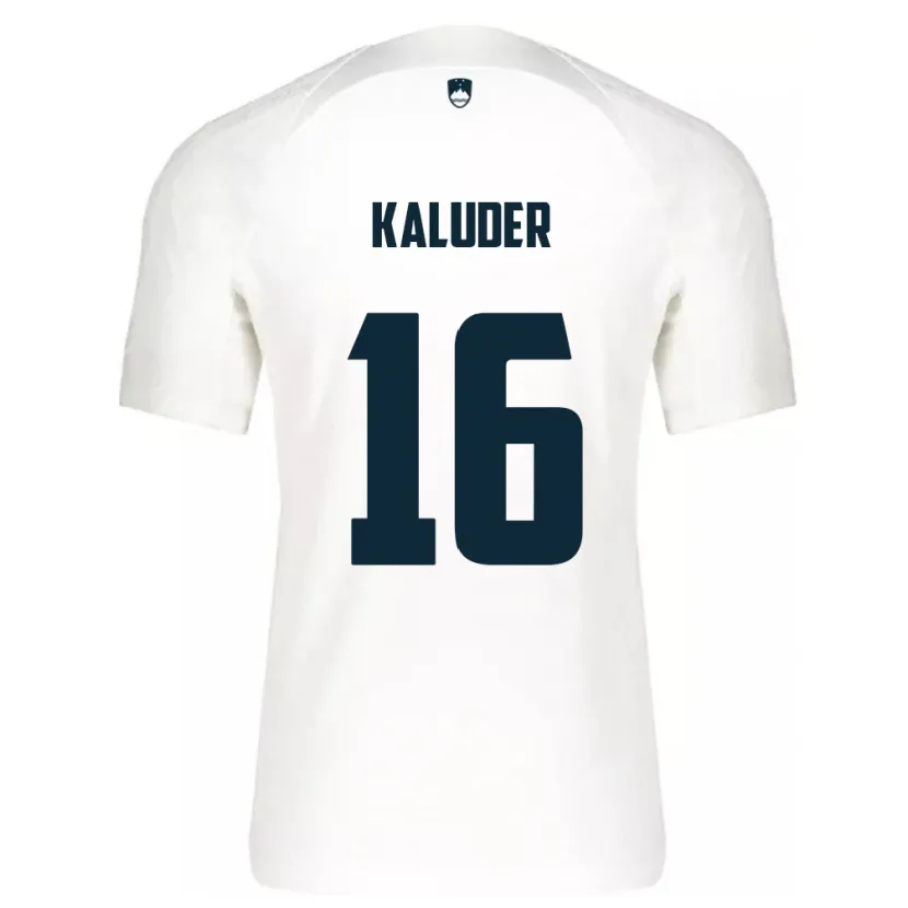 Danxen Mænd Slovenien Grega Kaluder #16 Hvid Hjemmebane Spillertrøjer 24-26 Trøje T-Shirt