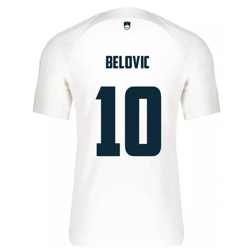 Danxen Mænd Slovenien Nik Belovic #10 Hvid Hjemmebane Spillertrøjer 24-26 Trøje T-Shirt