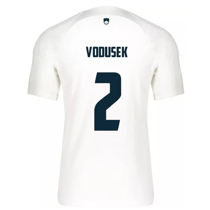 Danxen Mænd Slovenien Luka Vodusek #2 Hvid Hjemmebane Spillertrøjer 24-26 Trøje T-Shirt