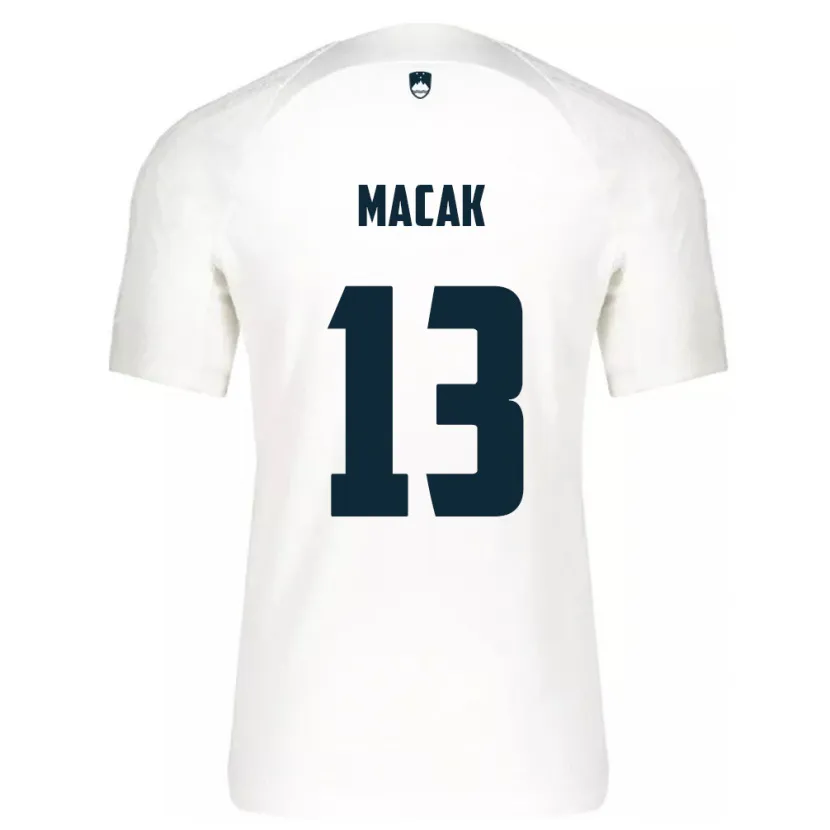 Danxen Mænd Slovenien Tian Macak #13 Hvid Hjemmebane Spillertrøjer 24-26 Trøje T-Shirt