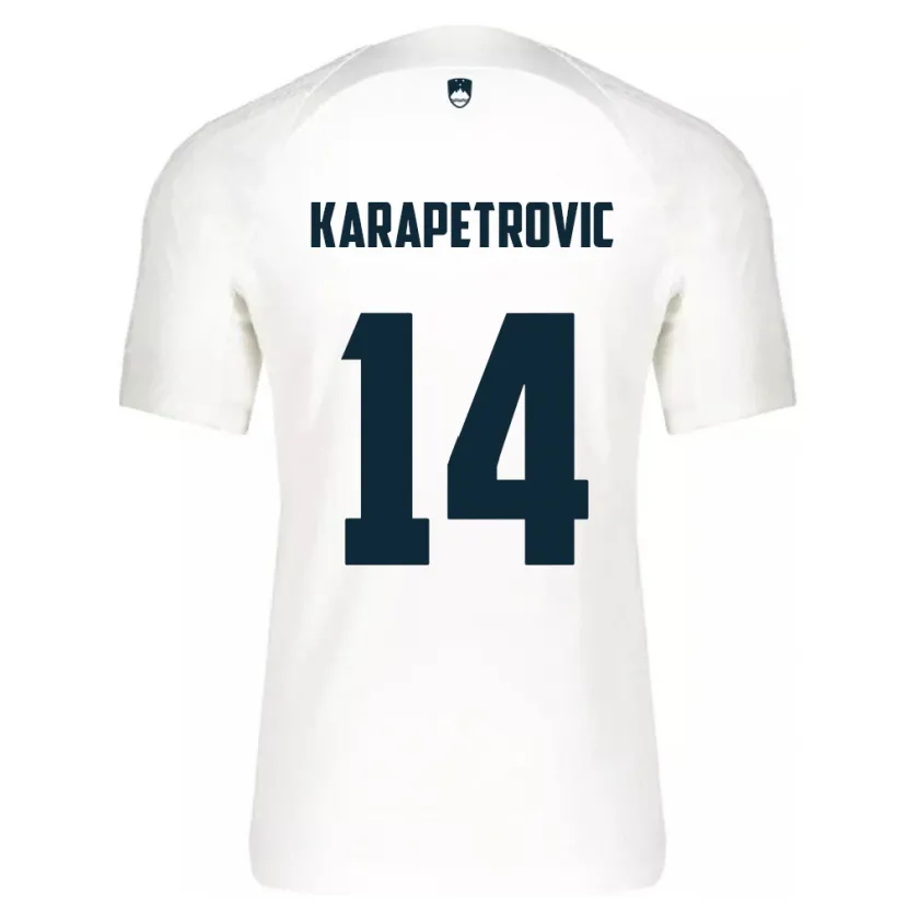 Danxen Mænd Slovenien Luka Karapetrovic #14 Hvid Hjemmebane Spillertrøjer 24-26 Trøje T-Shirt