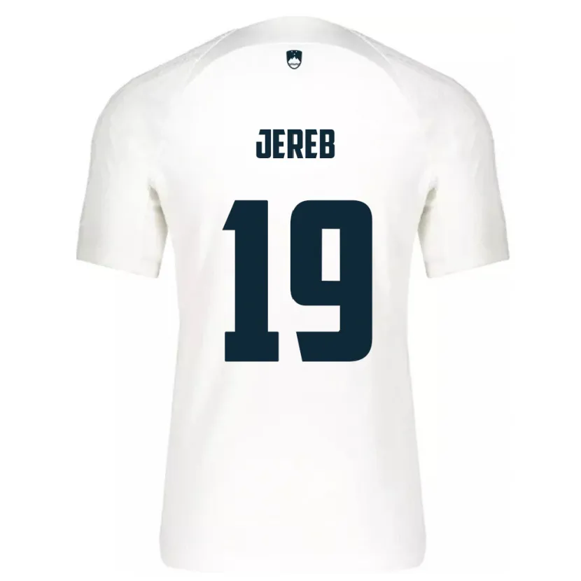 Danxen Mænd Slovenien David Jereb #19 Hvid Hjemmebane Spillertrøjer 24-26 Trøje T-Shirt