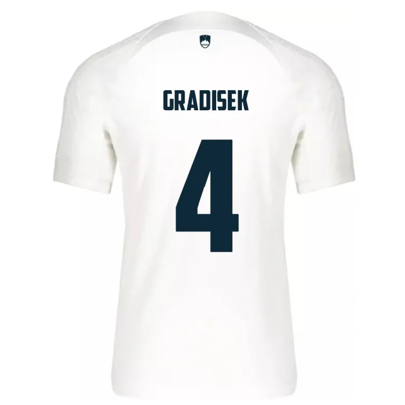 Danxen Mænd Slovenien Sara Gradišek #4 Hvid Hjemmebane Spillertrøjer 24-26 Trøje T-Shirt