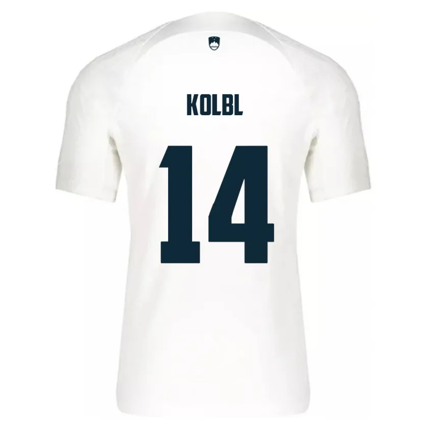 Danxen Mænd Slovenien Špela Kolbl #14 Hvid Hjemmebane Spillertrøjer 24-26 Trøje T-Shirt