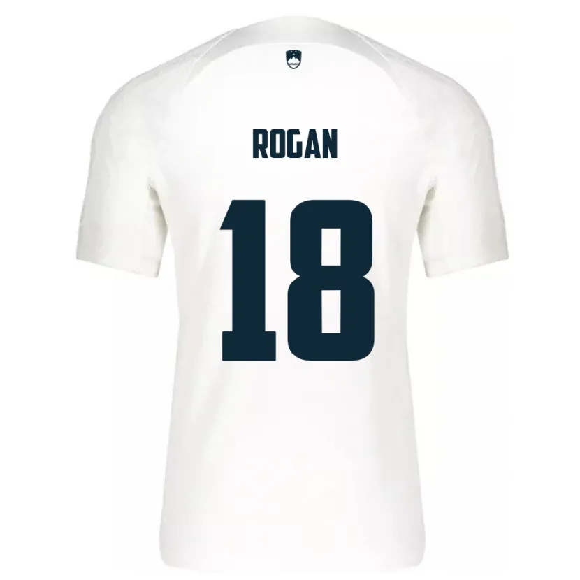 Danxen Mænd Slovenien Manja Rogan #18 Hvid Hjemmebane Spillertrøjer 24-26 Trøje T-Shirt