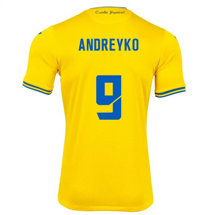 Danxen Mænd Ukraine Ivan Andreyko #9 Gul Hjemmebane Spillertrøjer 24-26 Trøje T-Shirt