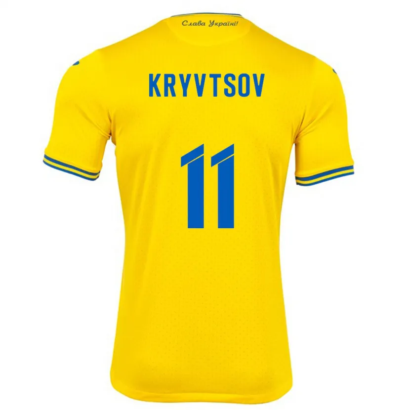 Danxen Mænd Ukraine Nikita Kryvtsov #11 Gul Hjemmebane Spillertrøjer 24-26 Trøje T-Shirt