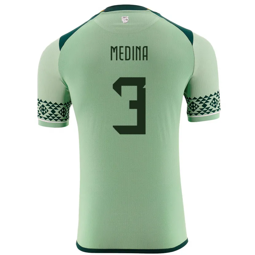 Danxen Mænd Bolivia Diego Medina #3 Lysegrøn Hjemmebane Spillertrøjer 24-26 Trøje T-Shirt