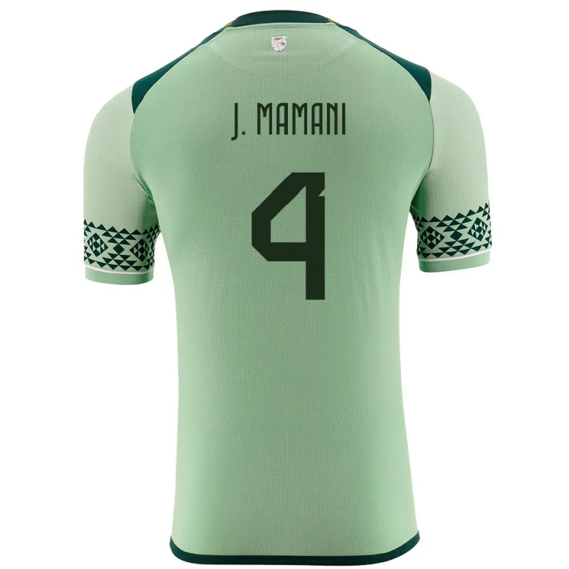 Danxen Mænd Bolivia Jhylian Mary Mamani #4 Lysegrøn Hjemmebane Spillertrøjer 24-26 Trøje T-Shirt