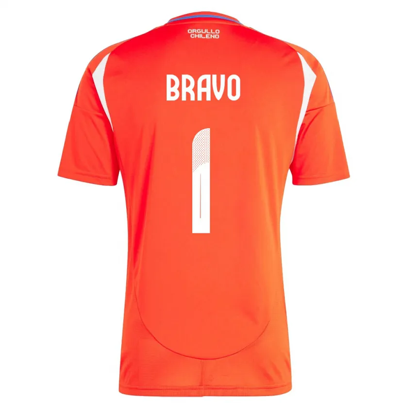 Danxen Mænd Chile Claudio Bravo #1 Rød Hjemmebane Spillertrøjer 24-26 Trøje T-Shirt