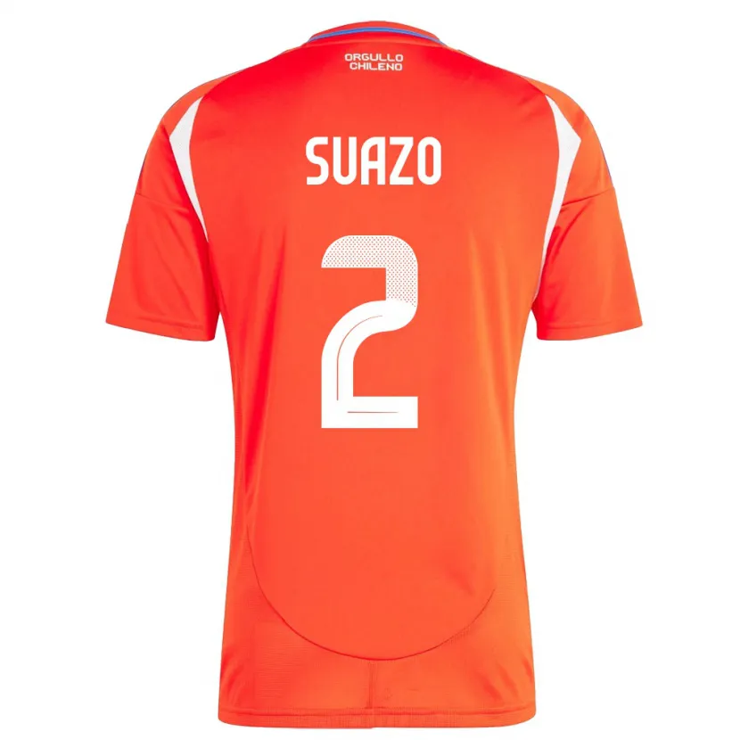 Danxen Mænd Chile Gabriel Suazo #2 Rød Hjemmebane Spillertrøjer 24-26 Trøje T-Shirt